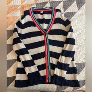 KULE Striped V-Neck Cardigan Size XL